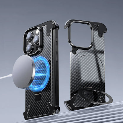 MagSafe Ring Stand Air Cushion Carbon Fiber Case For iPhones