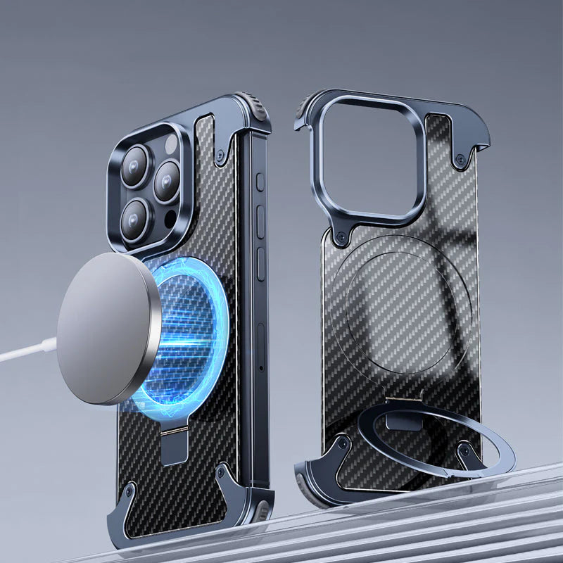 MagSafe Ring Stand Air Cushion Carbon Fiber Case For iPhones