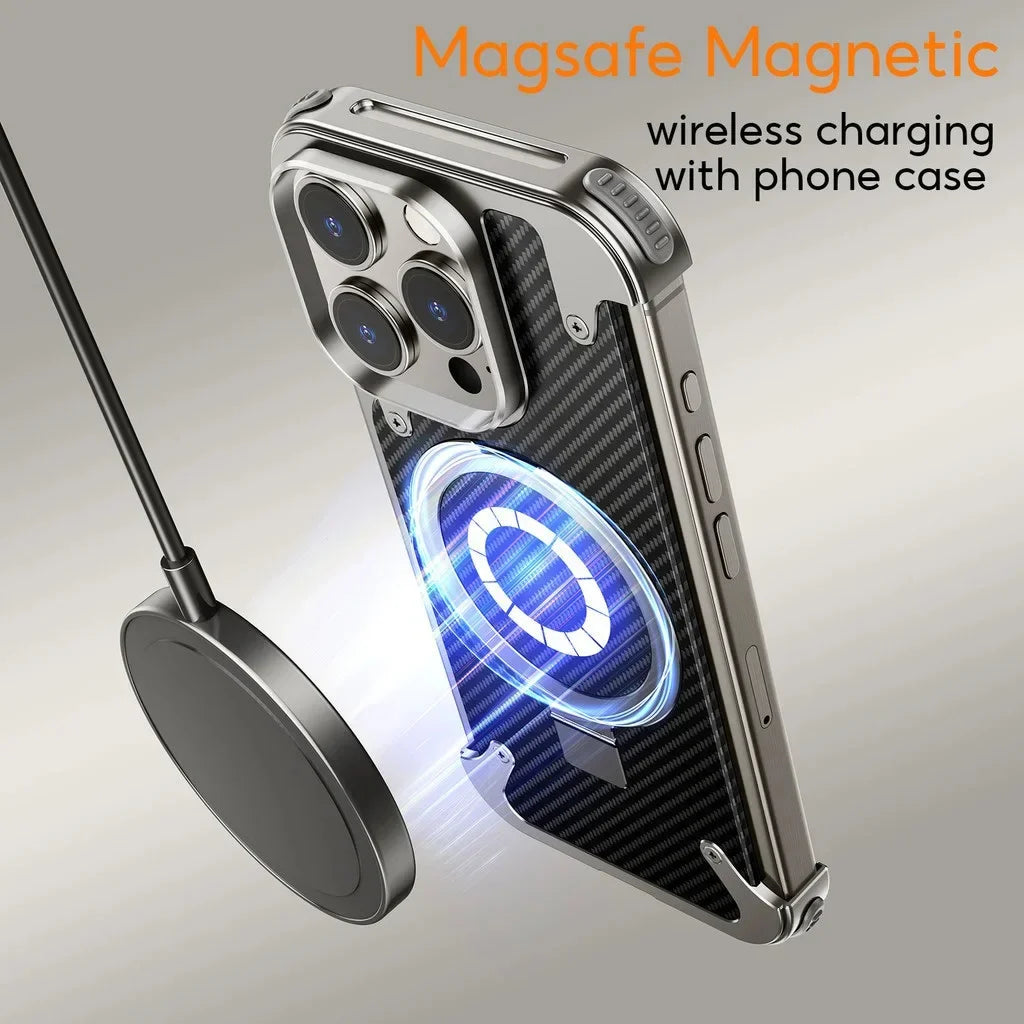 MagSafe Ring Stand Air Cushion Carbon Fiber Case For iPhones